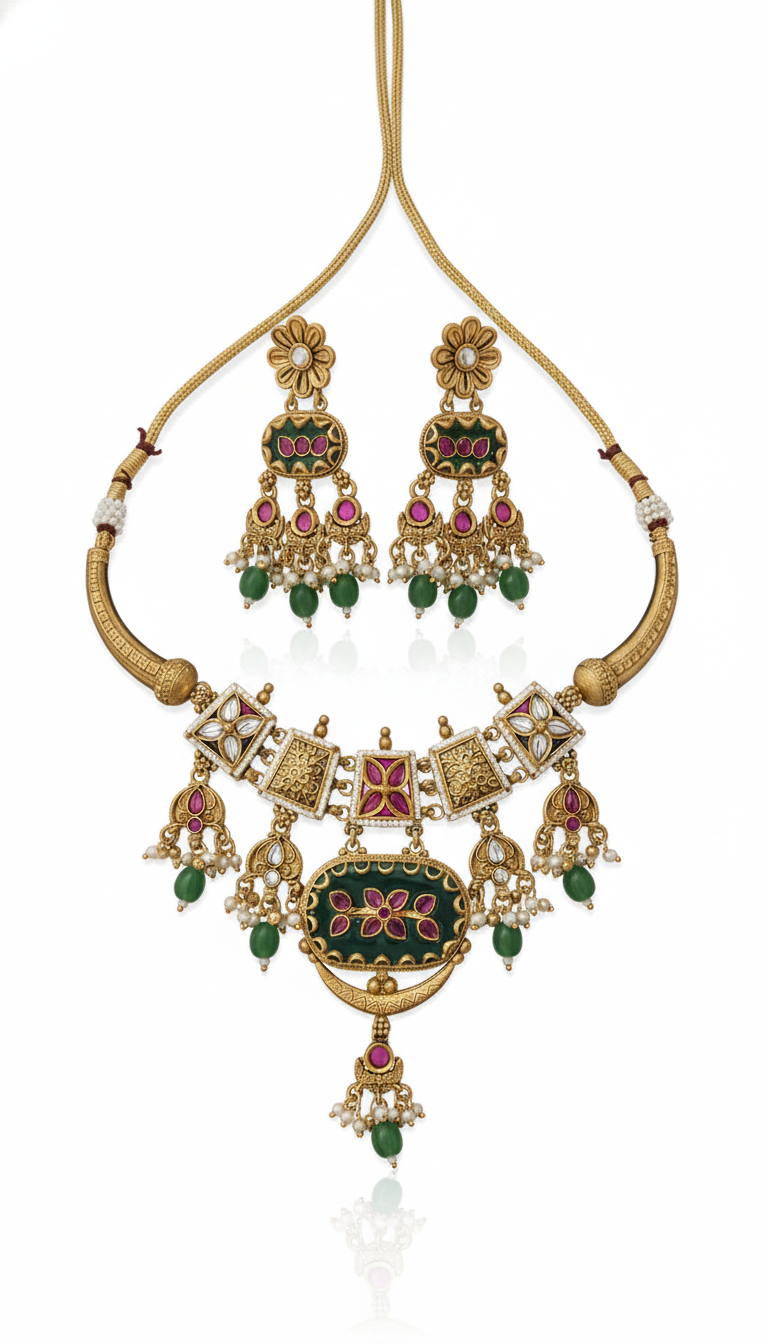 Meera Heritage Temple Hasli Set