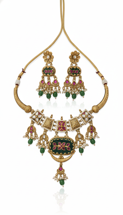 Meera Heritage Temple Hasli Set