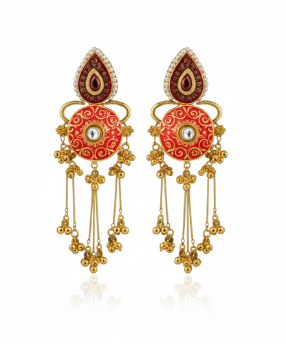 Mayura Meenakari Brass Earring