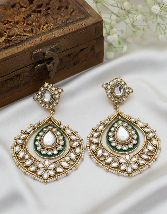 Royal Green Kundan Earrings