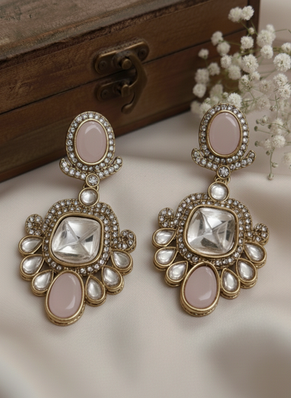 Rekha Classic Kundan Drop Earrings