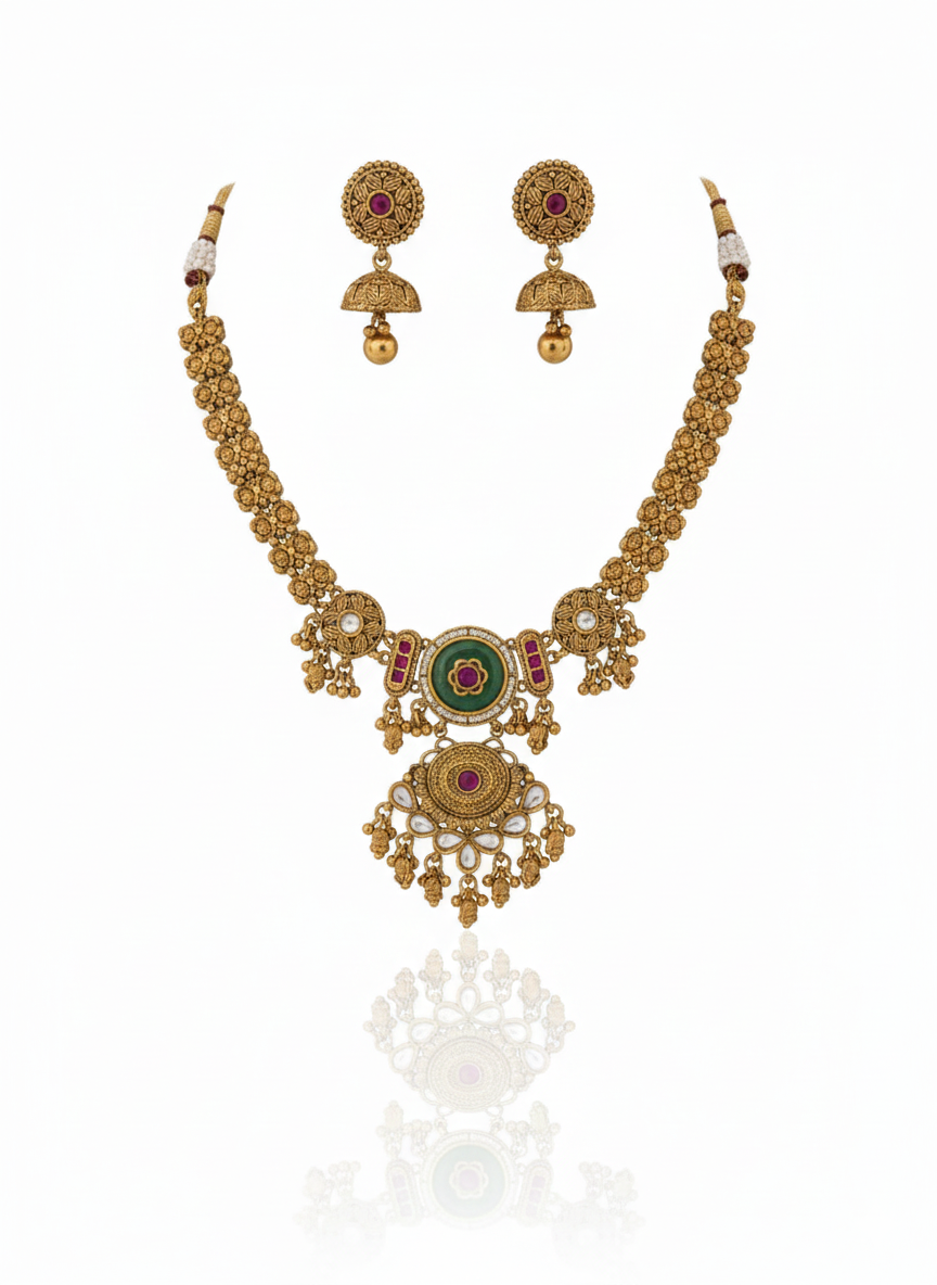 Padma Gaja Antique Necklace Set
