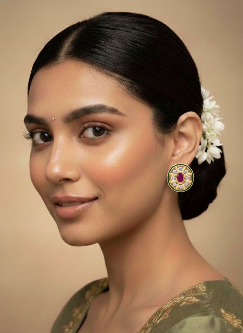 Rudra Ratna Kundan Stud Earrings