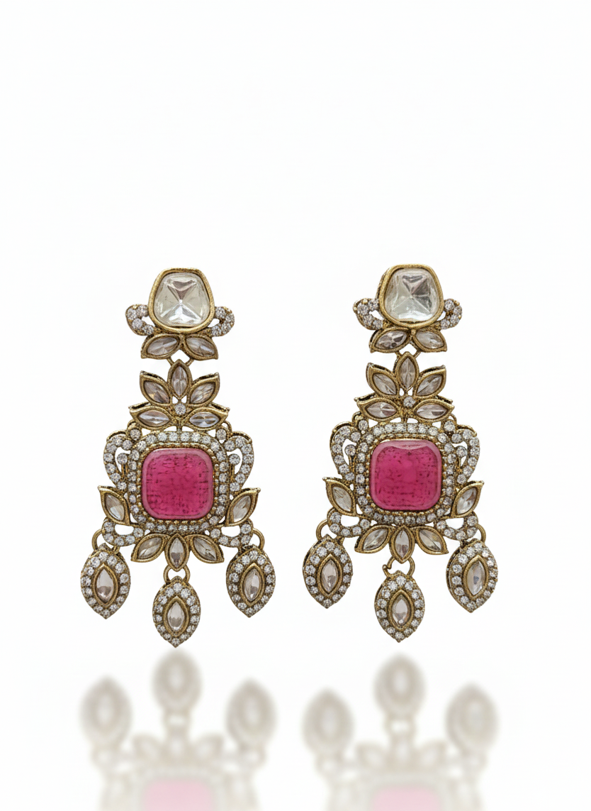 Gulabi Noor Kundan Earrings