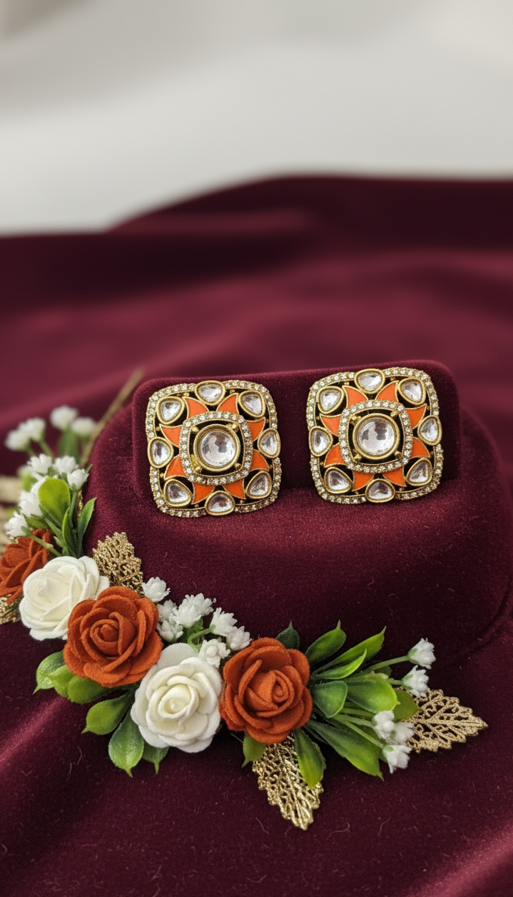 Kundan Navratna Studs : A Touch of Heritage