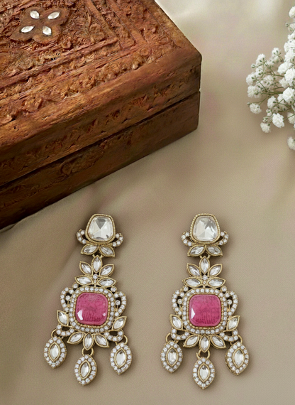 Gulabi Noor Kundan Earrings