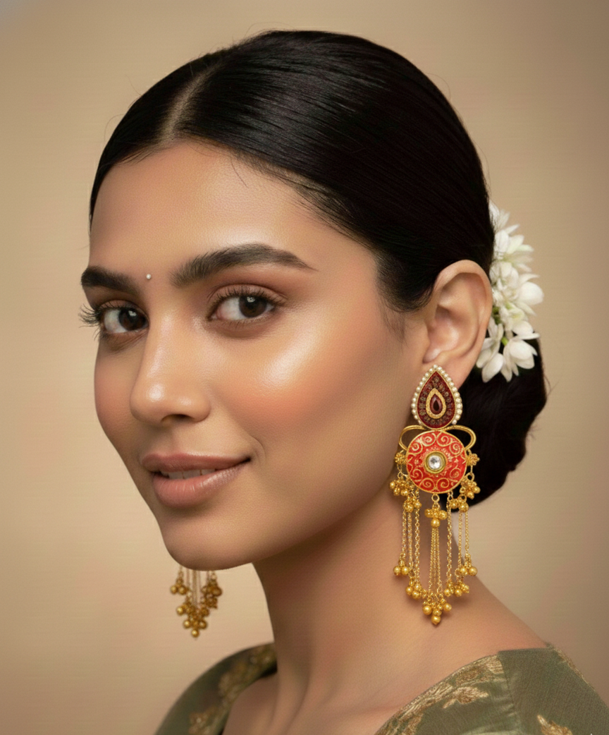 Mayura Meenakari Brass Earring
