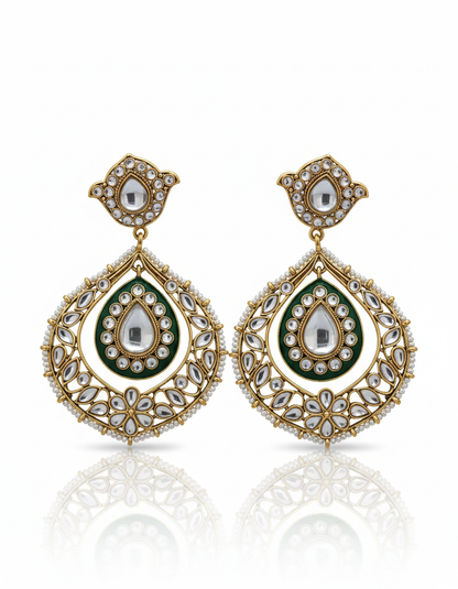 Royal Green Kundan Earrings