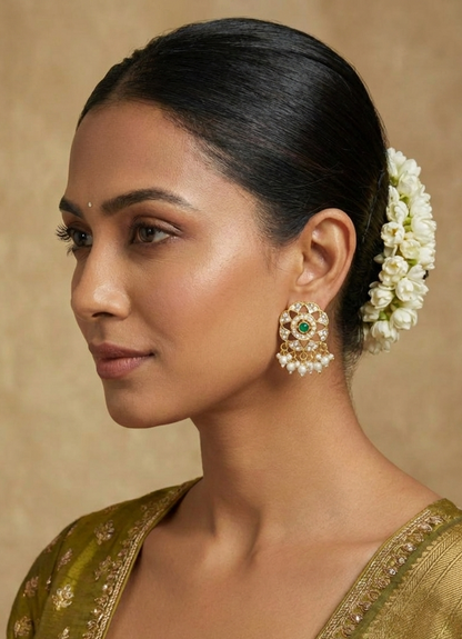 Nayra Emerald Jadau Stud Earrings