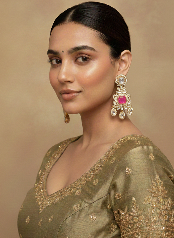 Gulabi Noor Kundan Earrings