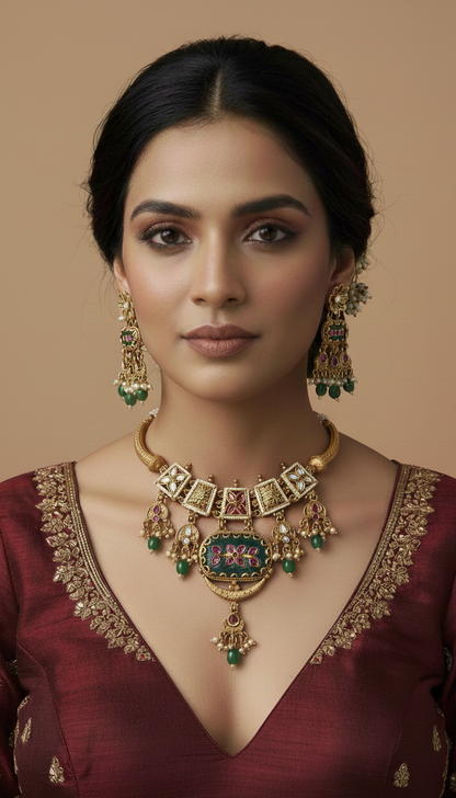 Meera Heritage Temple Hasli Set