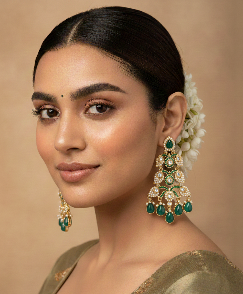Vanya Emerald Royal Chandelier Earrings