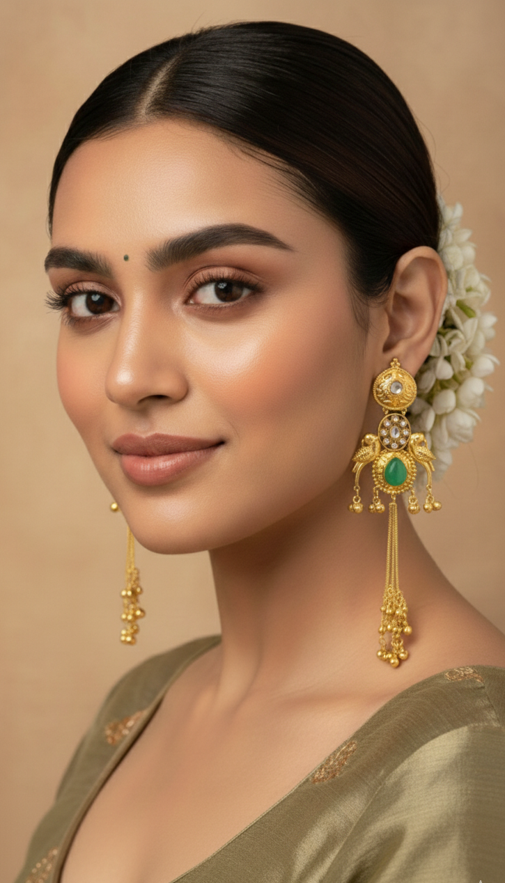 Zeenat Green Kashmiri Earrings