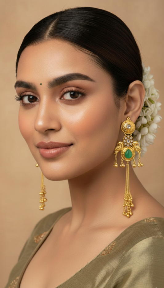 Zeenat Green Kashmiri Earrings