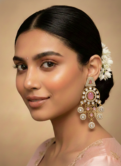 Aaliya Rose Kundan Chandbali Earrings
