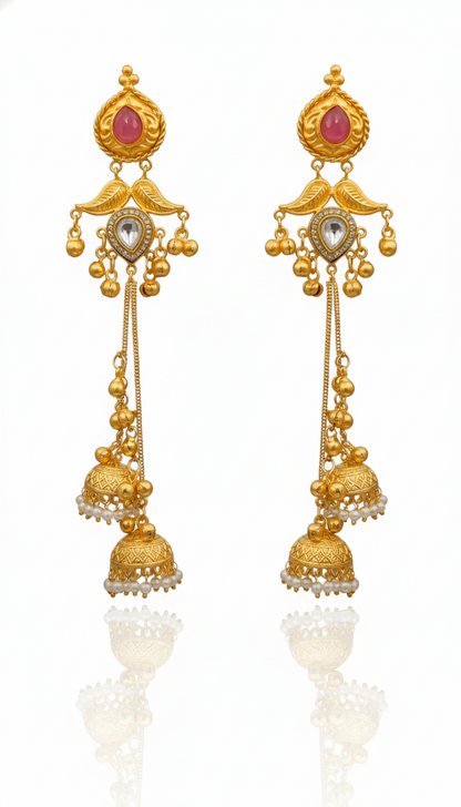 Gulnaar Pearl Drop Jhumka Earrings