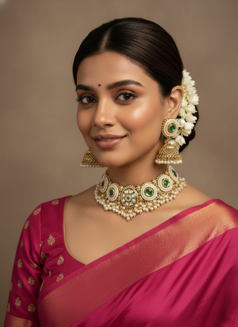 Vedika Emerald Halo Set