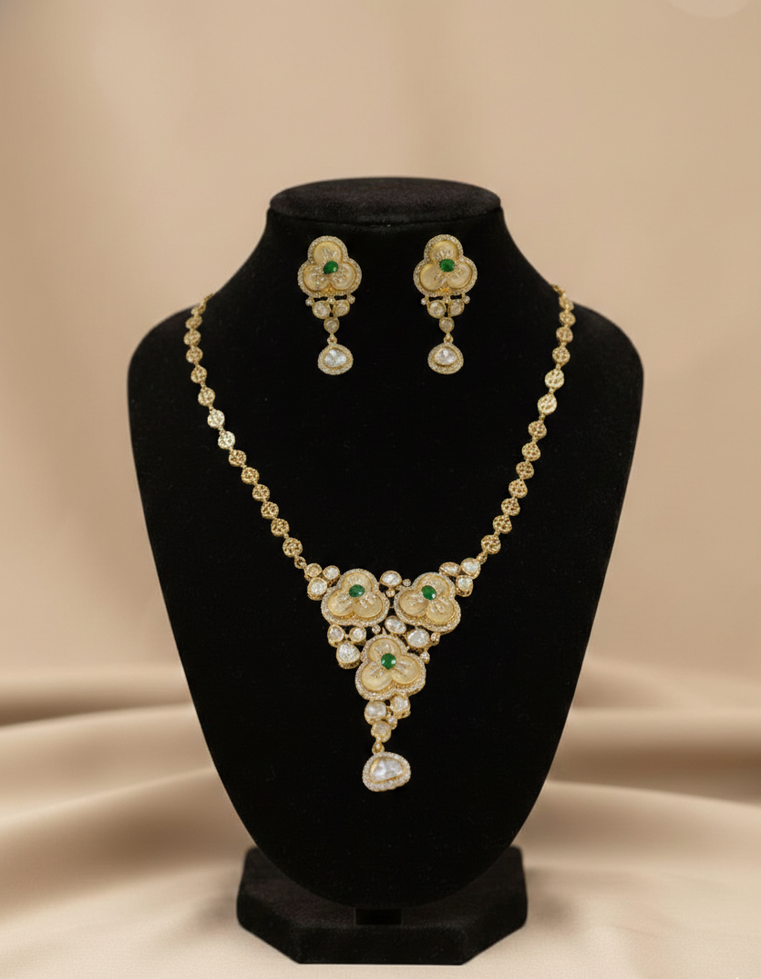 Tyani Green CZ Necklace Set