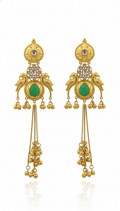 Zeenat Green Kashmiri Earrings
