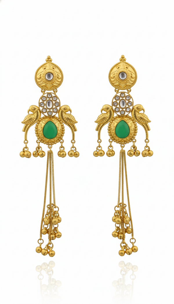 Zeenat Green Kashmiri Earrings