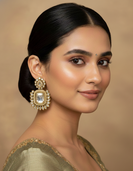 Zarina Classic Kundan Stud Earrings