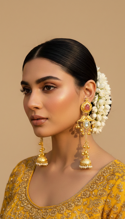 Gulnaar Pearl Drop Jhumka Earrings