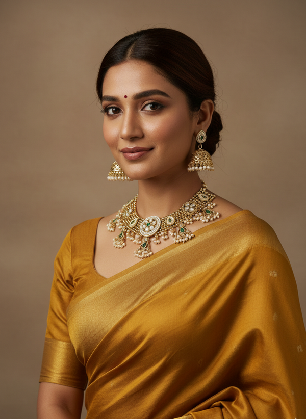 Maharani Emerald Pearl antique Rajwada set