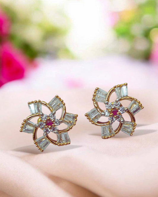 Radiant Floral CZ Stud Earrings
