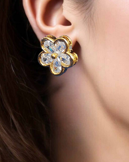 Floral Crystal Stud Earrings