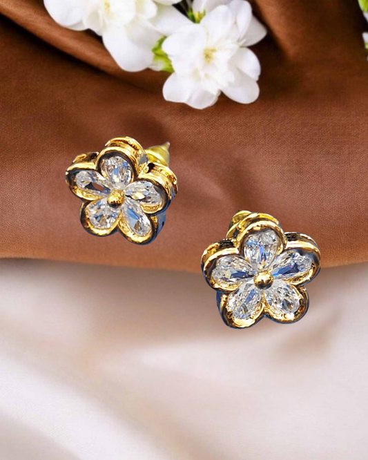 Floral Crystal Stud Earrings