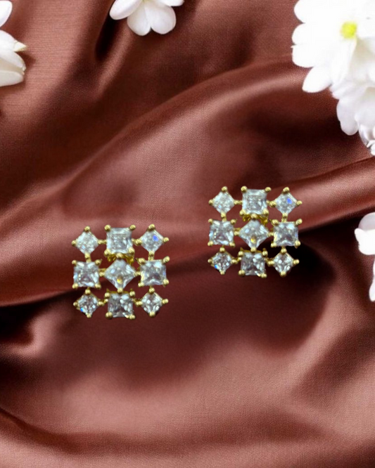 Elegant Gold-Tone Crystal Stud Earrings