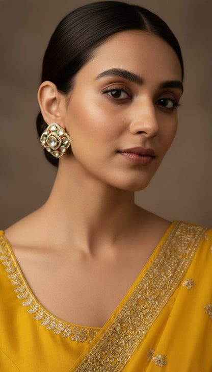 Kundan Navratna Studs : A Touch of Heritage