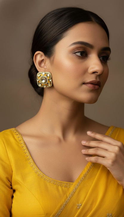 Kundan Navratna Studs : A Touch of Heritage