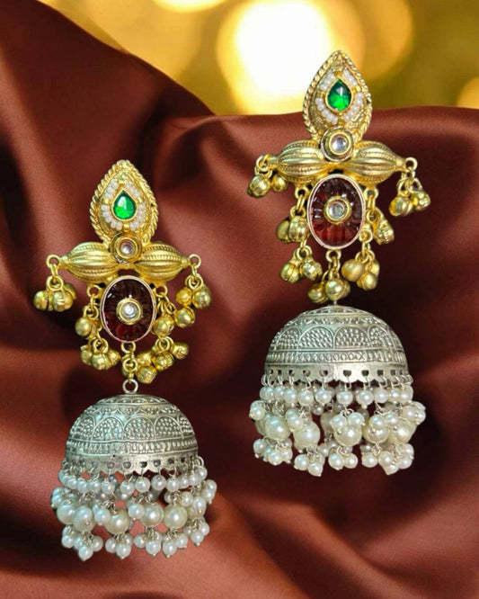 Kavya Dual-Tone Jhumki Earrings