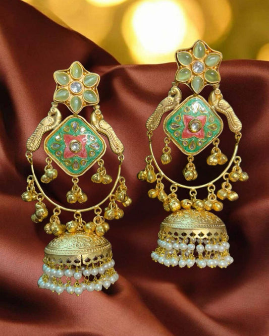 “Meera” Handcrafted Peacock Motif Jhumki