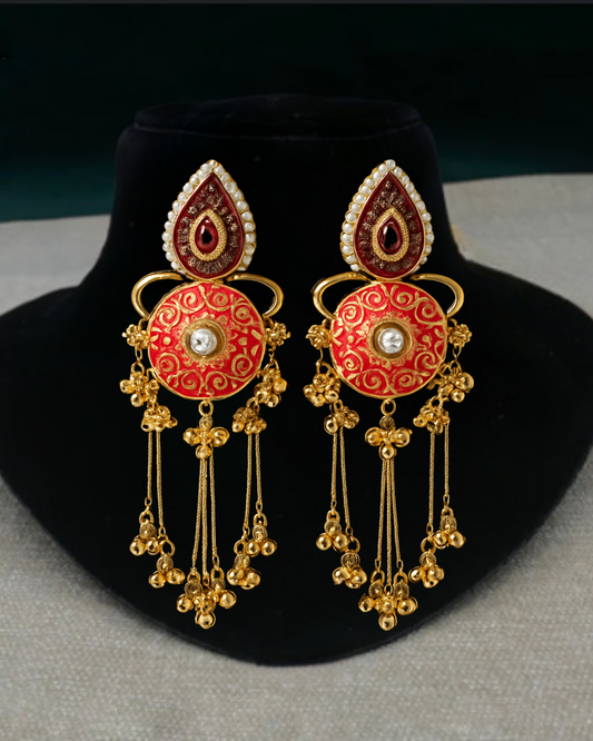 Mayura Meenakari Brass Earring