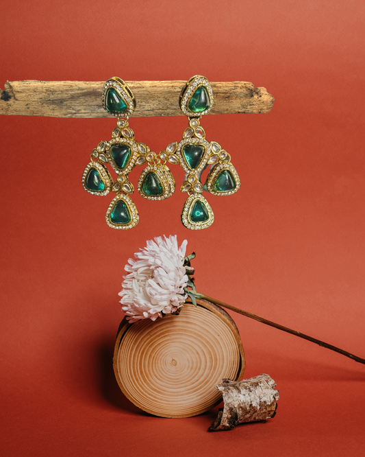 Aqua Kundan Drop Earrings