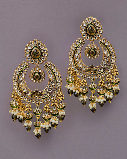 Alia Kundan & Meenakari Chandbali Earrings