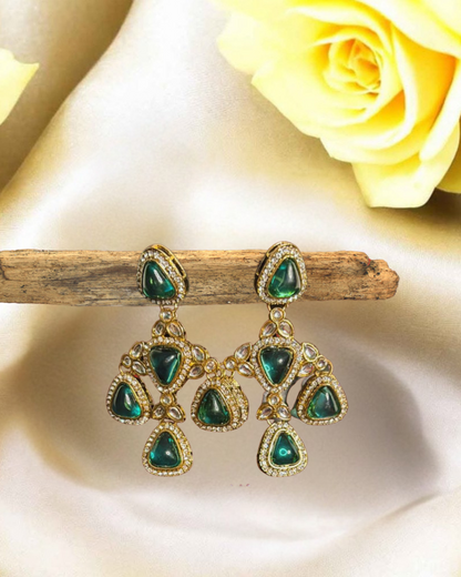 Aqua Kundan Drop Earrings