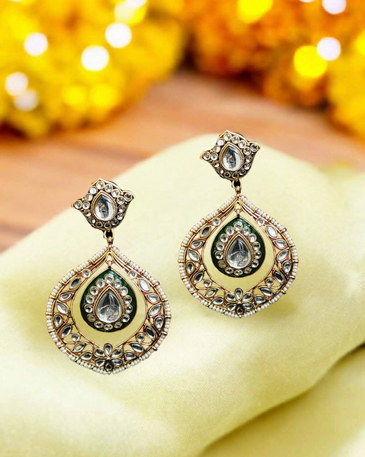 Royal Green Kundan Earrings