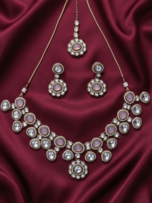 Gulab Kundan Moissanite Choker Set