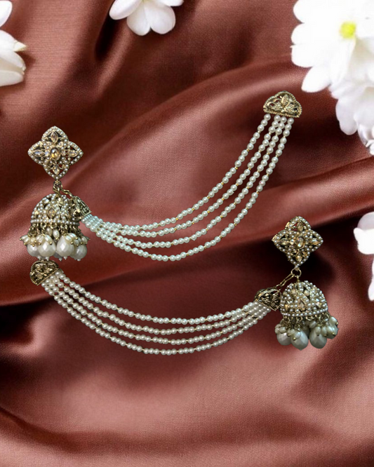 Kiara Kundan Ear Chains – Celebrity-Inspired Elegance