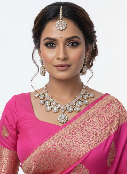 Gulab Kundan Moissanite Choker Set