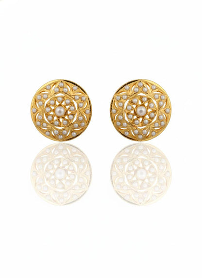 Chandrika Pearl Jadau Stud Earrings