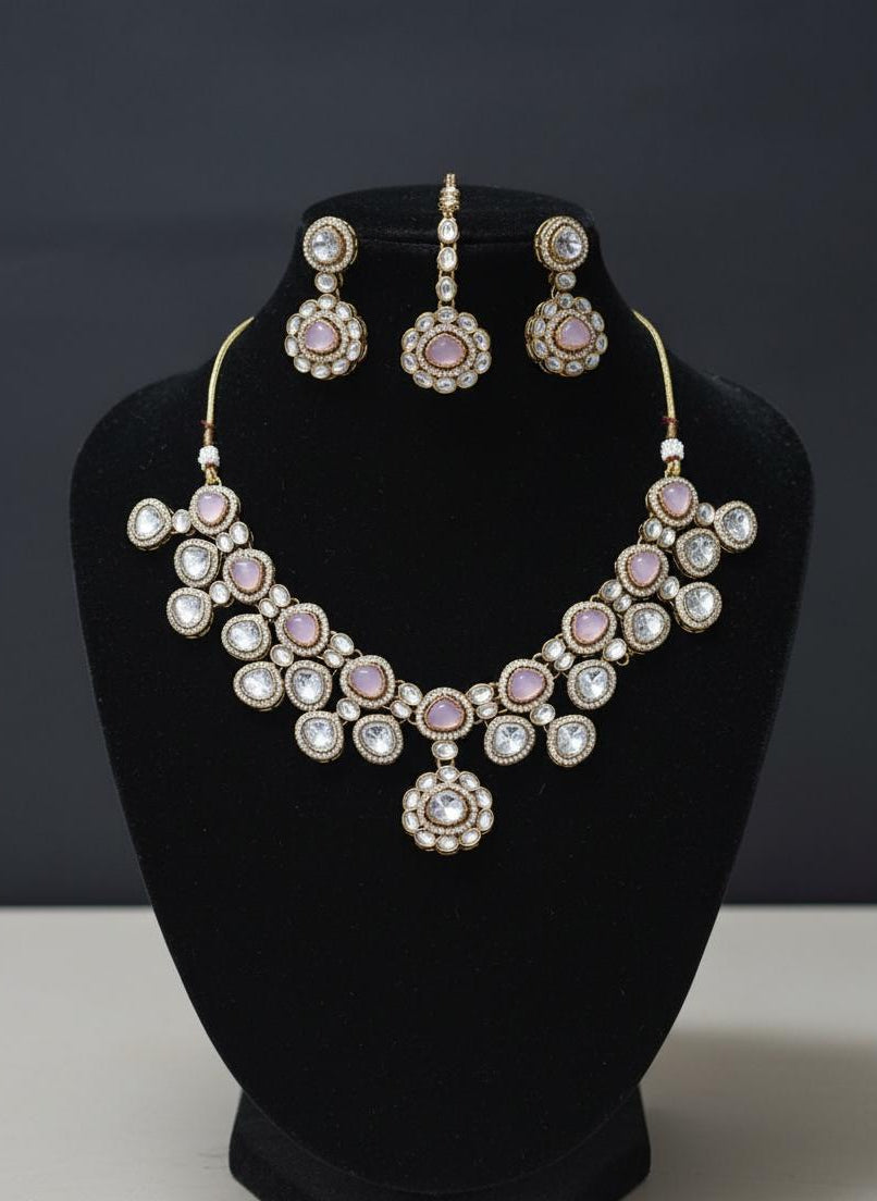 Gulab Kundan Moissanite Choker Set