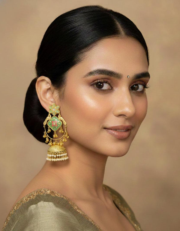 “Meera” Handcrafted Peacock Motif Jhumki