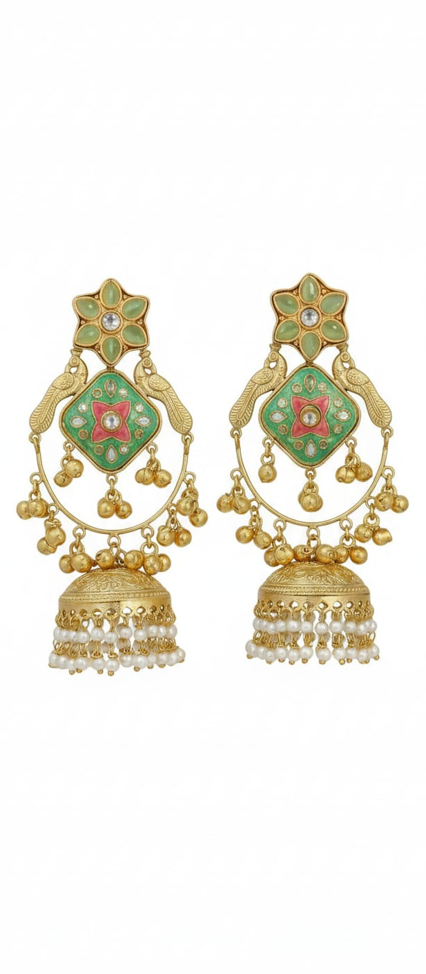 “Meera” Handcrafted Peacock Motif Jhumki