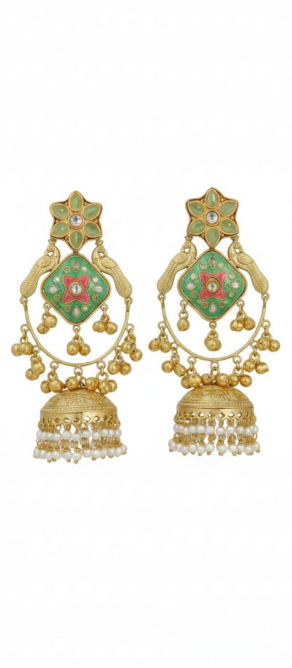 “Meera” Handcrafted Peacock Motif Jhumki
