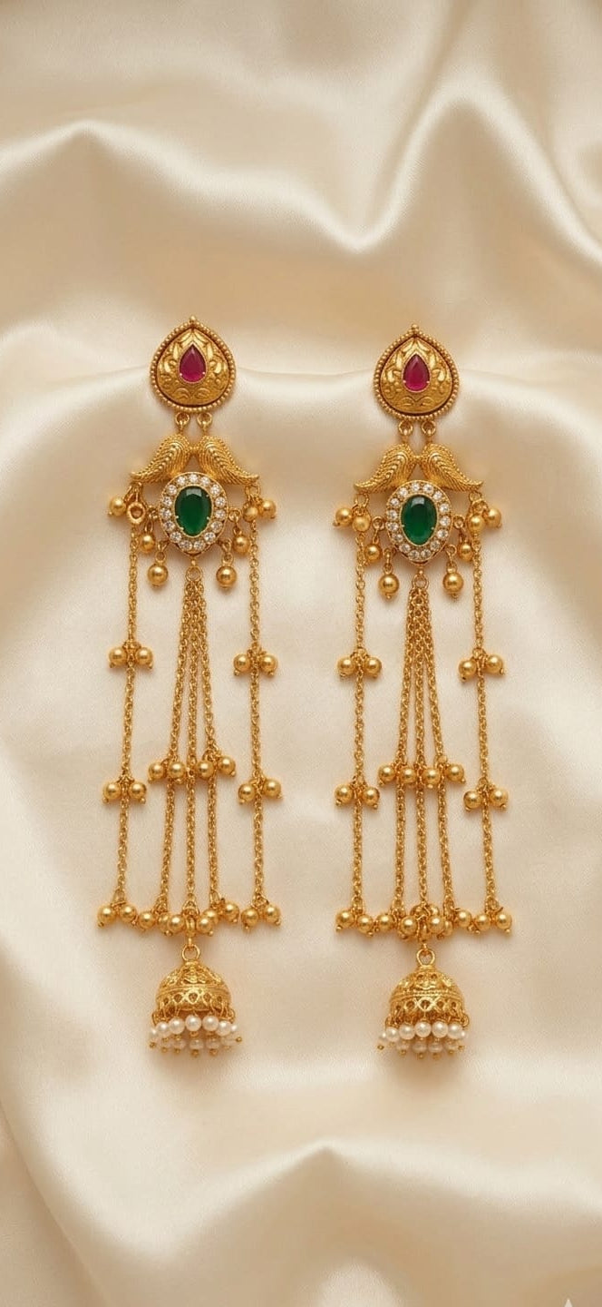Zeenat Green Kashmiri Earrings