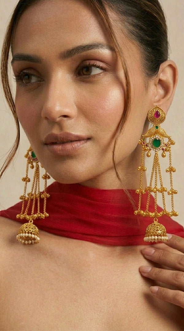 Zeenat Green Kashmiri Earrings